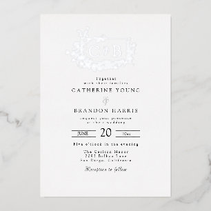 Hochzeit mit ausgeklügeltem Monogramm Folieneinladung