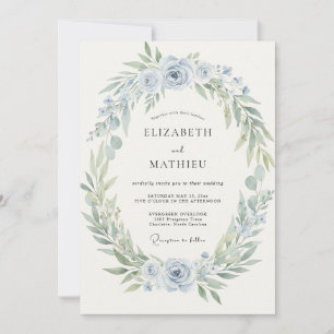 Hochzeit mit blassblauer Girlande Einladung