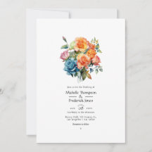 Hochzeit mit Blau, Rosa, Orange und grüner Blüte
