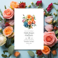 Hochzeit mit Blau, Rosa, Orange und grüner Blüte