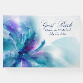 Hochzeit mit blauem und Lila Blumenmuster Gästebuch