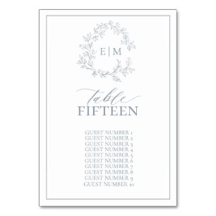 Hochzeit mit blauem Wappen Tischnummer