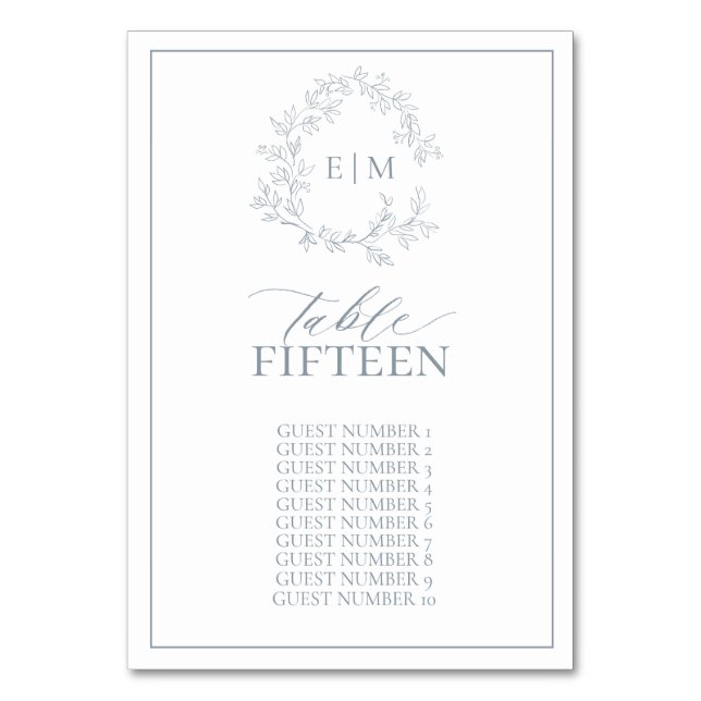 Hochzeit mit blauem Wappen Tischnummer (Vorderseite)