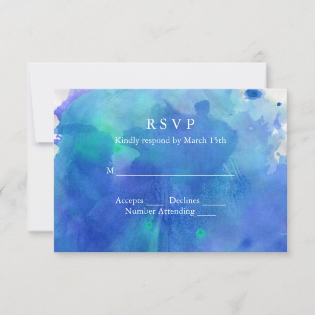 Hochzeit mit blauem Wasser RSVP Karte (Vorderseite)