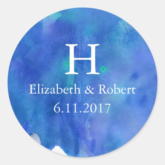 Hochzeit mit blauem Wasser Runder Aufkleber (Vorderseite)