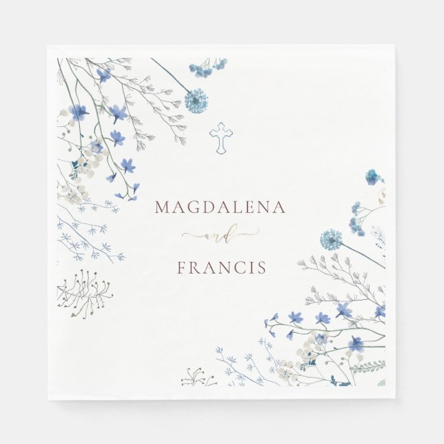 Hochzeit mit blauen Wildblumen Serviette (Vorderseite)
