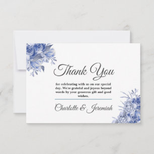 Hochzeit mit blauer Flora Dankeskarte