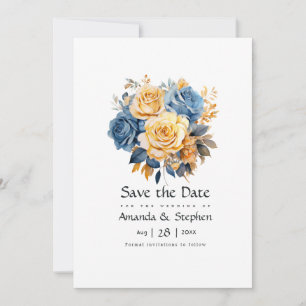 Hochzeit mit Blauer und Gold Save The Date