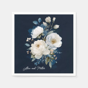 Hochzeit mit Blauer und Weißen Peony Vielen Dank Serviette