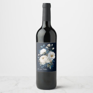 Hochzeit mit Blauer und Weißen Peony Vielen Dank Weinetikett