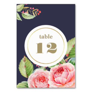 Hochzeit mit blauer Wasserfarbe Tischnummer