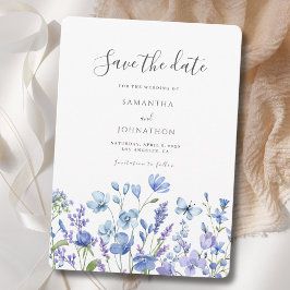 Hochzeit mit blauer Wildblume Save The Date