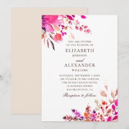 Hochzeit mit Blumen in Aquarellfarbe. Botanischer  Einladung