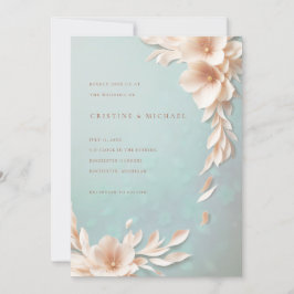 Hochzeit mit Blumen und Aqua Einladung