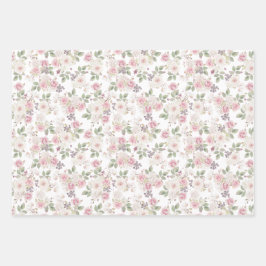 Hochzeit mit Blumen und Gold Geschenkpapier Set