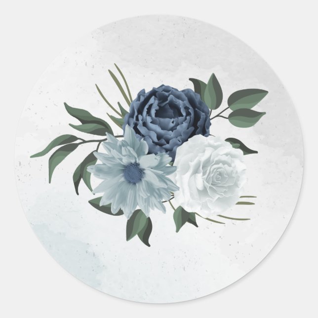 Hochzeit mit Blumen und Weiß Runder Aufkleber (Vorderseite)