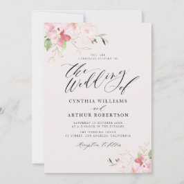 Hochzeit mit Blumengrau und Blütenrot Einladung