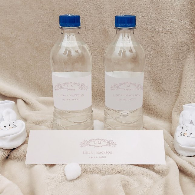 Hochzeit mit botanischem Wappen in eleganter Rose (Von Creator hochgeladen)