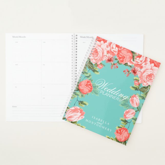 Hochzeit mit botanischer Blume Aquamarin und Koral Planer (Anzeige)