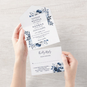 Hochzeit mit braunem und weißem Flair All In One Einladung