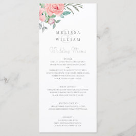 Hochzeit mit Burgund Blush Floral Menükarte