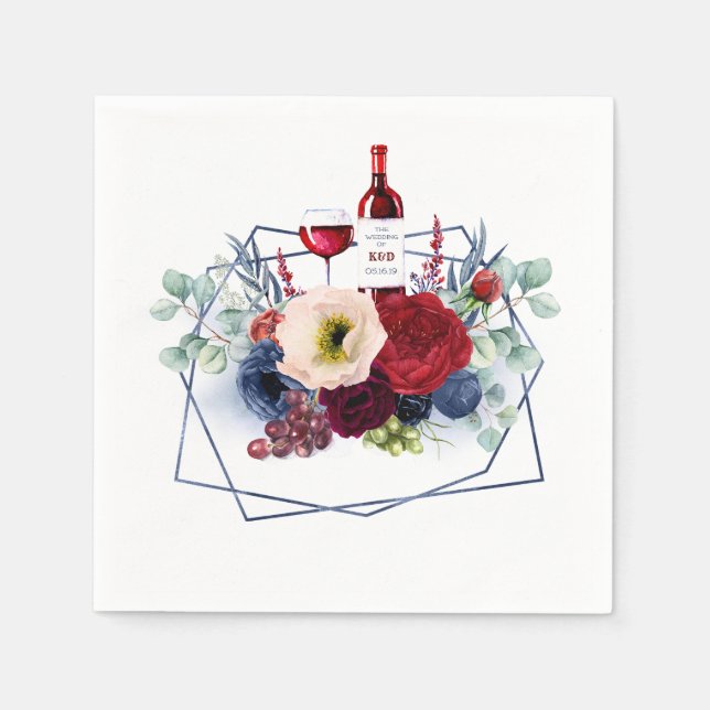 Hochzeit mit Burgund Rot und Navy Serviette (Vorderseite)