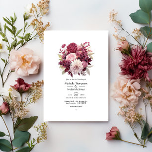 Hochzeit mit Burgund und Blush Einladung