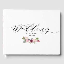 Hochzeit mit Burgund und Blütenblütenblüte Gästebuch
