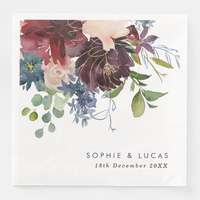Hochzeit mit Burgund und Navy Serviette (Vorderseite)