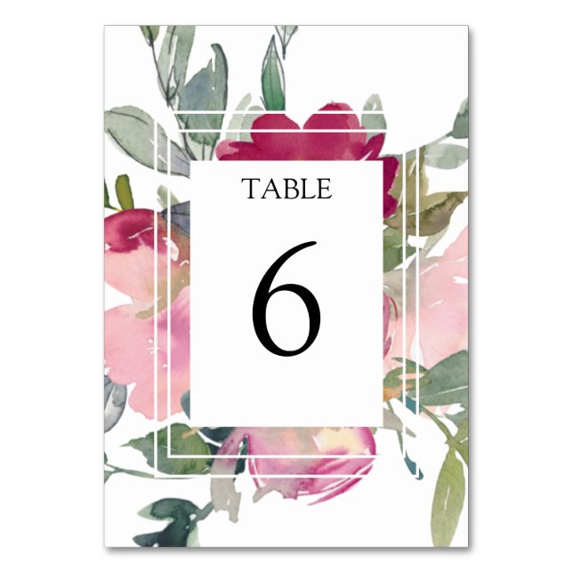 Hochzeit mit Burgund und Rose Tischnummer (Vorderseite)