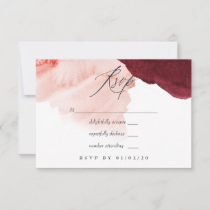 Hochzeit mit Burgund und Wasserfarbe RSVP Karte