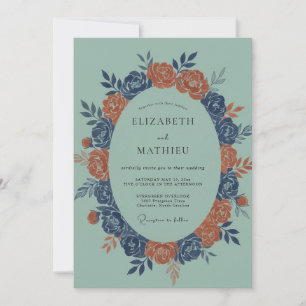 Hochzeit mit Celadon-Braunorange-Kranz Einladung