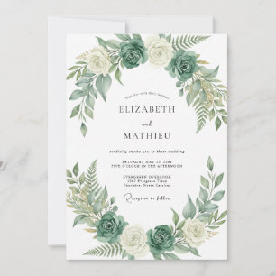Hochzeit mit Celadon-Farn-Eukalyptus Einladung