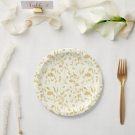 Hochzeit mit Creme und Goldblumen Pappteller