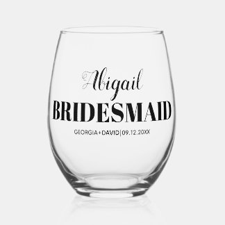 Hochzeit mit dem Namen Bridesmaid Weinglas Ohne Stiel