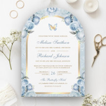 Hochzeit mit dem Soft Blue Floral Gold Arch Butter