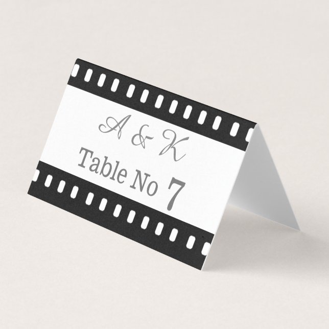Hochzeit mit einem Filmthema Platzkarte (Vorderseite)
