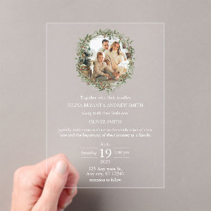 Hochzeit mit einem kindergrünen Foto Acryleinladungen