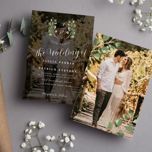 Hochzeit mit elegantem Wappen-Monogramm-Foto Einladung (Von Creator hochgeladen)