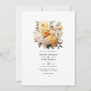 Hochzeit mit Elfenbein, Champagner und weißer Flor Einladung