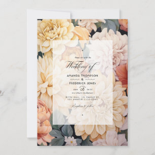 Hochzeit mit Elfenbein, Champagner und weißer Flor Einladung