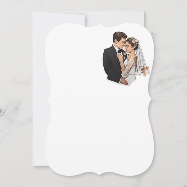Hochzeit mit Flachkarte. Bride. Gut. Liebhaber (Vorderseite)