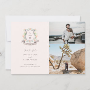 Hochzeit mit floralem Wappen Save The Date