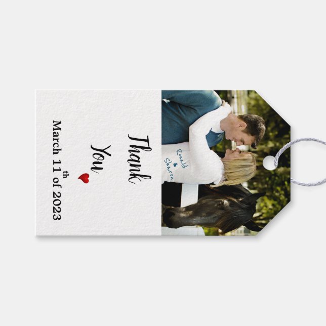 Hochzeit mit Foto Geschenkanhänger (Vorderseite (Horizontal))