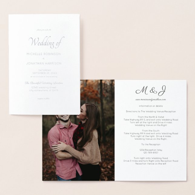 Hochzeit mit Foto und Gold oder Silberfolie Folienkarte (Anzeige)