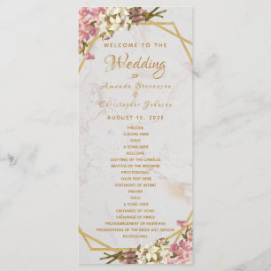 Hochzeit mit geometrischem Marmor und Orchideen Programm
