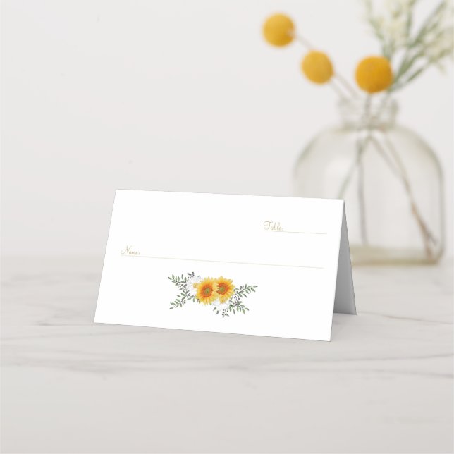 Hochzeit mit Gold Floral Platzkarte (Vorderseite)
