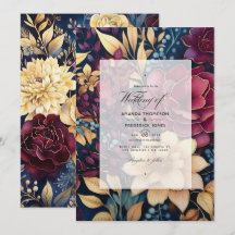 Hochzeit mit Gold, Navy Blue und Burgund