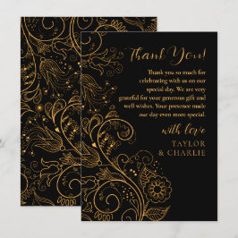 Hochzeit mit Gold und Schwarz Dankeskarte