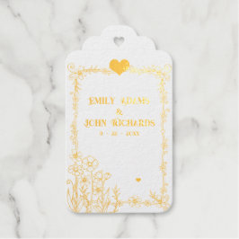 Hochzeit mit Gold und Weiß-Blumen Geschenkanhänger